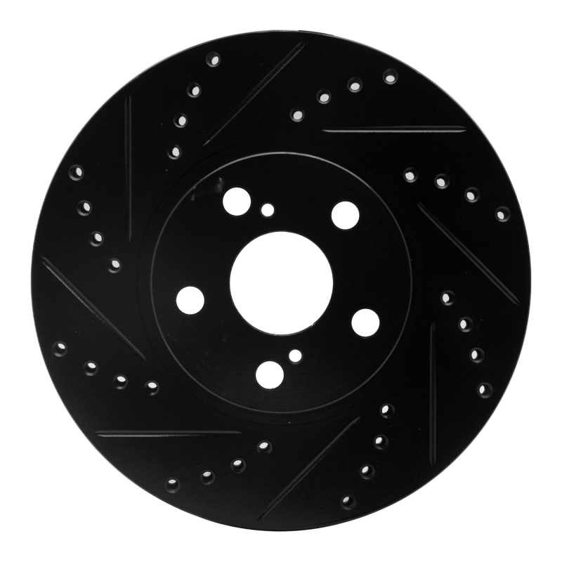 Pontiac Vibe Brake Rotor (1) - Front Left - R1 Concepts - Drilled & Slotted - Black - `00-`10